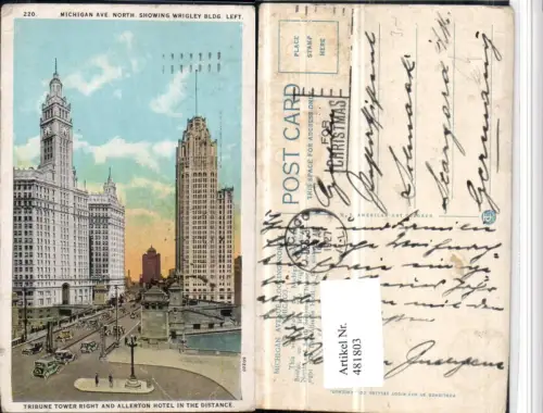 481803,Illinois Chicago Wrigley Building Tribune Tower Allerton Hotel