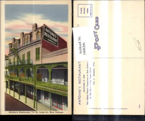 190826,Louisiana New Orleans St Louis Street Antoines Restaurant