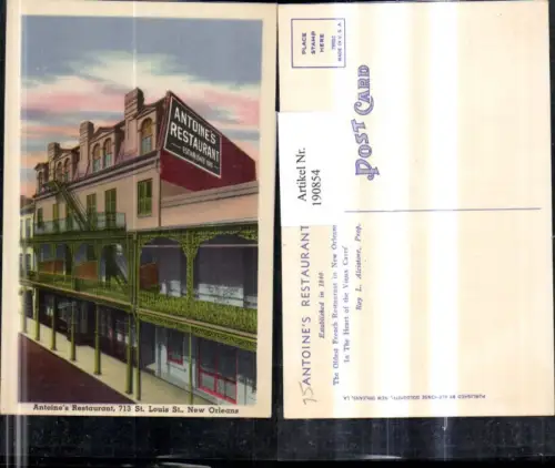 190854,Louisiana New Orleans St Louis Street Antoines Restaurant