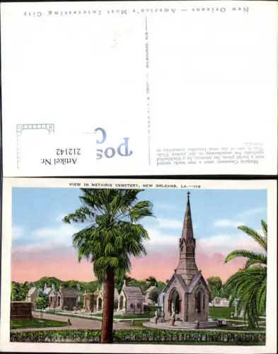 212142,Louisiana New Orleans View in Metairie Cemetery