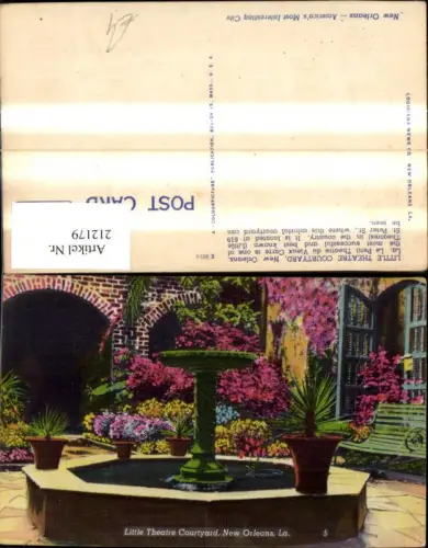212179,Louisiana New Orleans Little Theatre Courtyard Springbrunnen Brunnen