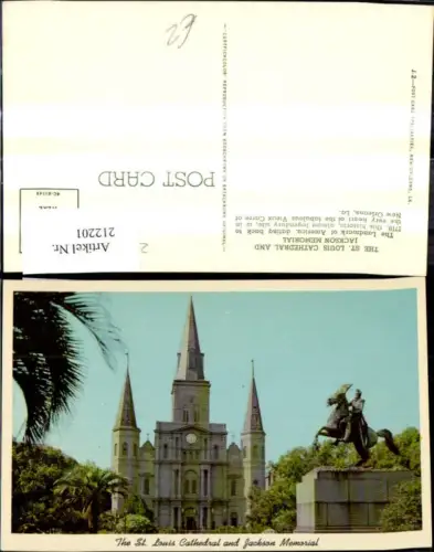 212201,Louisiana New Orleans The St Louis Cathedral and Jackson Memorial