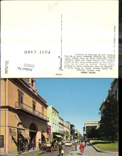 212232,Louisiana New Orleans Royal Street The French Quarter Strassenansicht Kutsche Personen Auto
