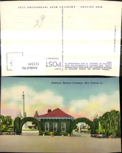 212245,Louisiana New Orleans Gateway Metairie Cemetery Friedhof