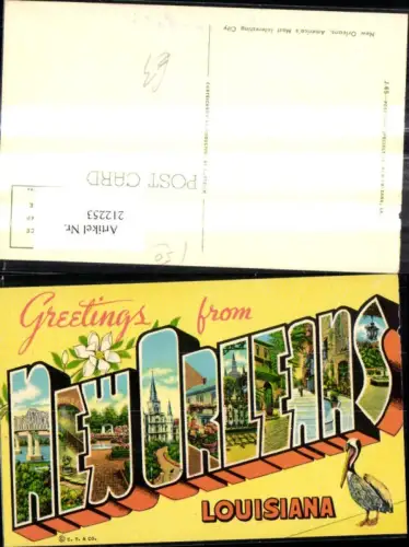 212253,Louisiana Greeting from New Orleans Vogel Pelikan