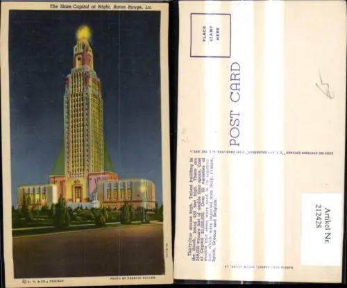 212428,Louisiana New Orleans The State Capitol at Night Baton Rouge