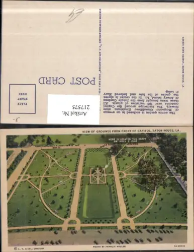 217575,Louisiana Baton Rouge View of Grounds from front of Capitol