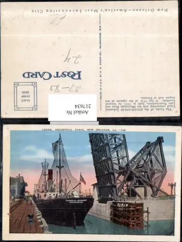 217634,Louisiana New Orleans Locks Industrial Canal Schiff Dampfer