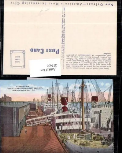 217635,Louisiana New Orleans Harbor View Hafen Americas second largest Seaport Schiff Dampfer