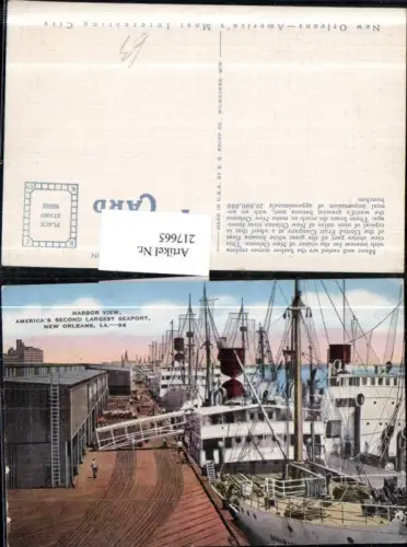 217665,Louisiana New Orleans Harbor View Hafen Americas second largest Seaport Schiff Dampfer