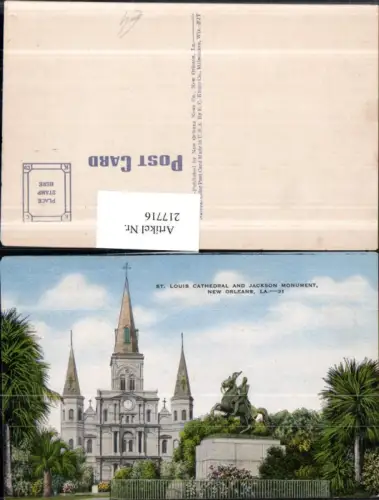 217716,Louisiana New Orleans St Louis Cathedral and Jackson Monument