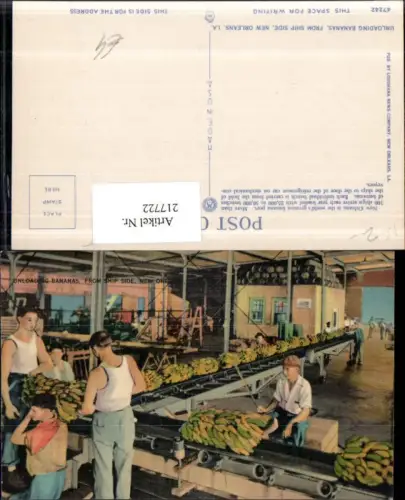 217722,Louisiana New Orleans Unloading Bananas Bananen from Ship Side