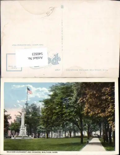 546923,Massachusetts Waltham Soldiers Monument
