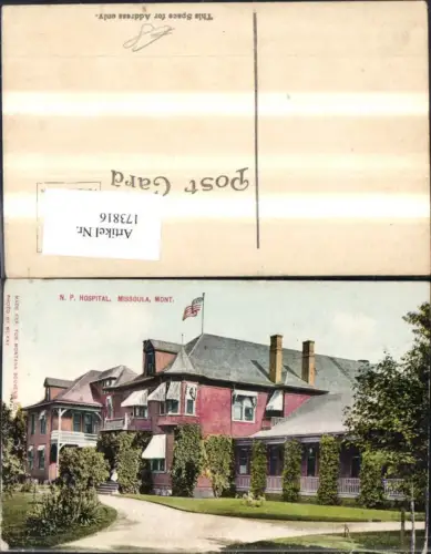 173816,Montana N. P. Hospital Missoula Gebäude Fahne Flagge