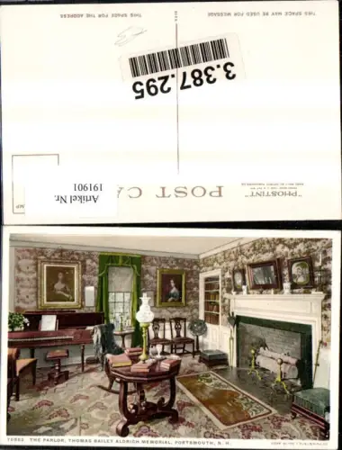 191901,New Hampshire Portsmouth Thomas Bailey Aldrich Memorial The Parlor Innenansicht