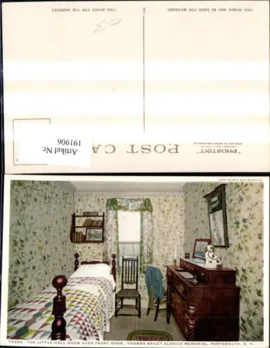 191906,New Hampshire Portsmouth Thomas Bailey Aldrich Memorial The Little Hall Room over Front Door Innenansicht
