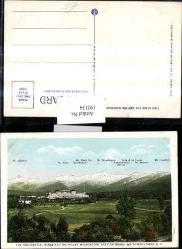 192134,New Hampshire White Mountains Bretton Woods The Presidential Range and the Mount Washington