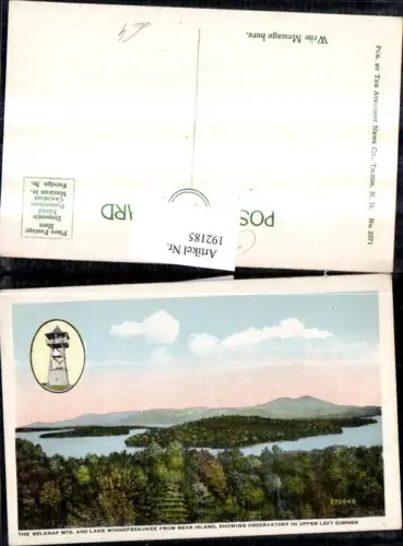 192185,New Hampshire Belknap Mountains and Lake Winnepesaukee from Bear Island Observatory Turm