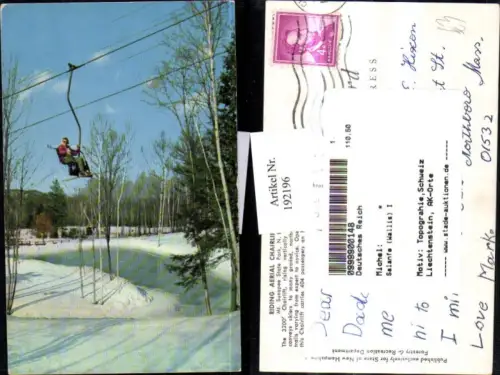 192196,New Hampshire Mount Sunapee State Park Riding Aerial Chairlift Sessellift Winterbild