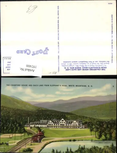 192400,New Hampshire Whtie Mountains The Crawford House and Saco Lake from Elephants Head