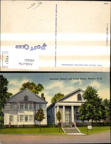 192421,New Hampshire Nashua Unitaran Church and Parish House