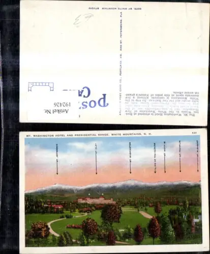 192426,New Hampshire White Mountains Mt . Washington Hotel and Presidential Range Gipfelkarte