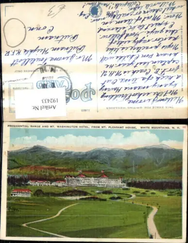 192433,New Hampshire White Mountains Presidental Range and Mt. Washington Hotel from Mt. Pleasant House