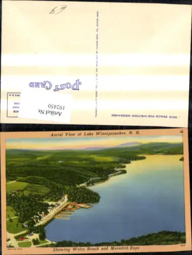 192450,New Hampshire Aerial View of Lake Winnipesaukee Showing Weirs Beach and Meredith Bays