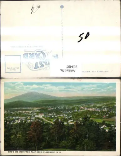 203407,New Hampshire Claremont Birds Eye View from Flat Rock Totale