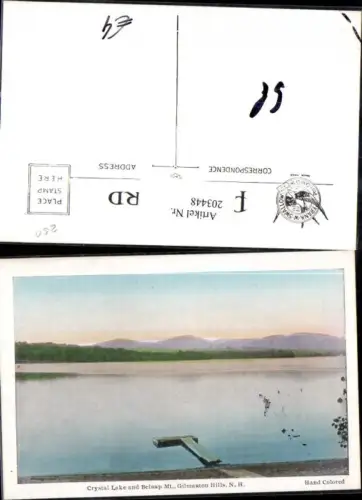 203448,New Hampshire Gilmanton Hills Crystal Lake and Belnap Mount Partie Handcoloriert