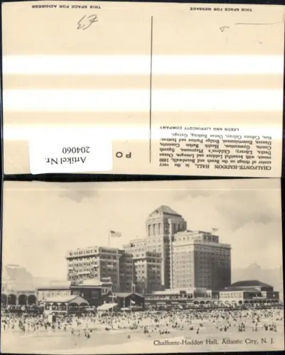 204060,New Jersey Atlantic City Chalfonte Haddon Hall m. Strandleben i. Vordergrund