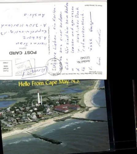 511342,New Jersey Cape May Teilansicht Strand Leuchtturm