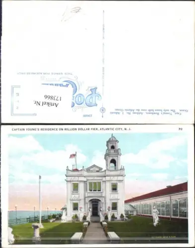 173866,New York Captain Youngs Residence on Million Dollar Pierr Atlantic City Gebäude Fahne Flagge Statue