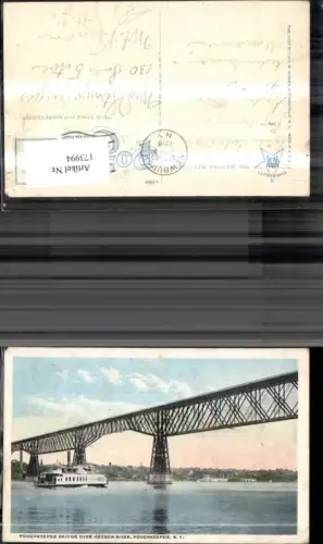 173994,New York Poughkeepsie Bridge over Hudson River Poughkeepsie Brücke Schiff Dampfer