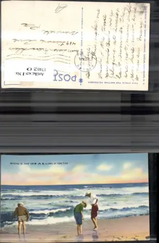 174020,New York Wading in the Shallows at Ebb-Tide Strand Meer Personen Ebbe