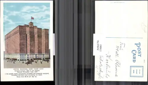 174061,New York Hotel Manager Seventh Avenue Opened 1926