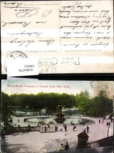 199431,New York City The Bethesda Fountain in Central Park Springbrunnen Brunnen