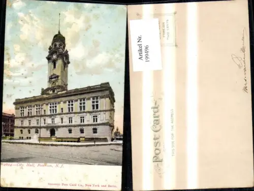 199496,New York Paterson City Hall Glitzer Ak