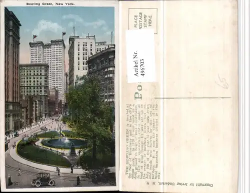 496703,New York Bowling Green Park Brunnen Hochhäuser