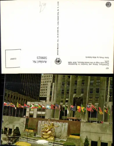 599023,USA New York City Rockefeller Plaza Prometheus Statue and Fountain