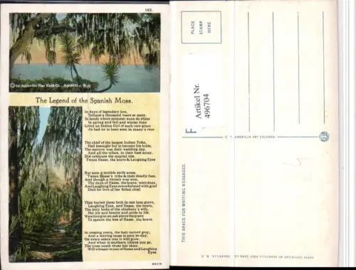 496704,North Carolina Asheville Legend of the Spanish Moss Baum Text
