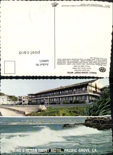 649021,Mehrbild Ak Borgs Ocean Front Motel Pacific Grove California USA