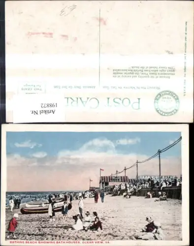 198872,Virginia Oceam View Bathing Beach showing Bath Houses Strand Badegäste