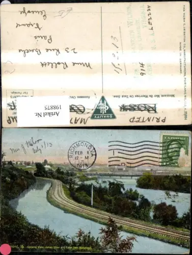 198875,Virginia Richmond General View James River and Canal from Hollywood