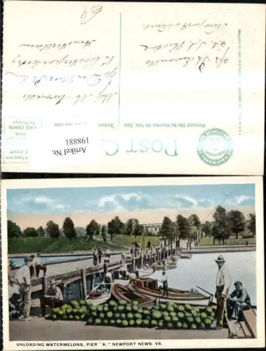 198881,Virginia Newport News Unloading Watermelons Pier A Schiffe Boote Wassermelonen