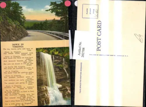 202708,Virginia Down in Virginia Straßenansicht Wasserfall Mehrbildkarte Gedicht