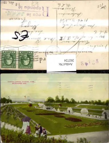 202724,Wisconsin Milwaukee Sunken Garden Mitchel Park Partie Stempel Recule 23746