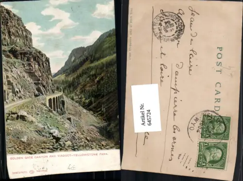 645724,Yellowstone Park Golden Gate Canyon Viaduct Viadukt Brücke pub Haynes Photo