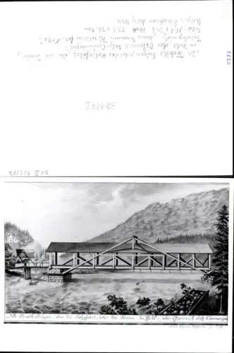 389973,Bad Ischl Maria Susanna Kesslerin Holzgefährt über die Traun Brücke 1790 Lichtbild