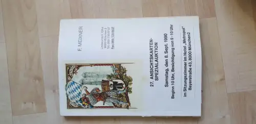 Auktionskatalog Franz Meixner 27. Ansichtskarten-Spezialauktion 1990 Auktion